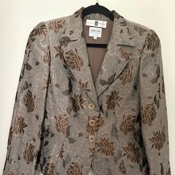 Giorgio Armani Blazer Floral Brown and Gray Floral Size 8 - Picture 1 of 5